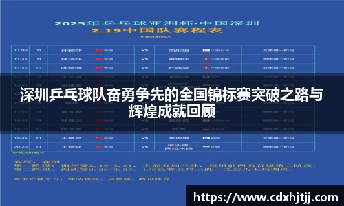 深圳乒乓球队奋勇争先的全国锦标赛突破之路与辉煌成就回顾